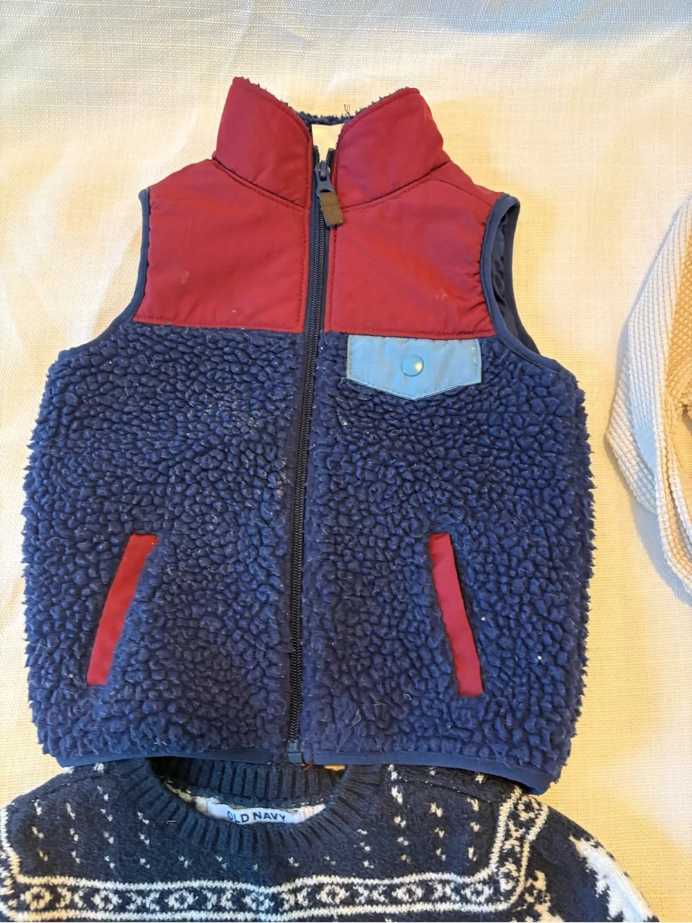 Boys 2T clothing lot for fall/winter Cream Pullover Top, pants, sweater & vest
